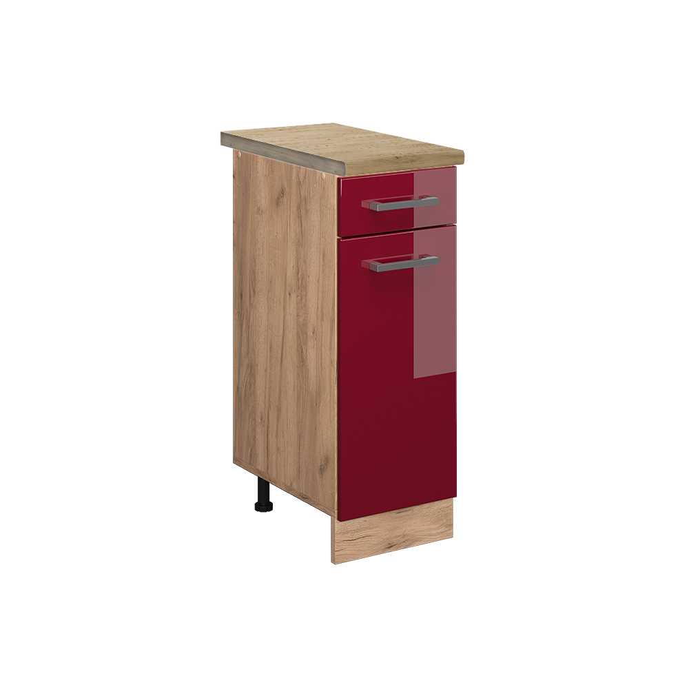 foto del prodotto vicco mobiletto base per cucina rosso lucido 30 cm , pl rovere