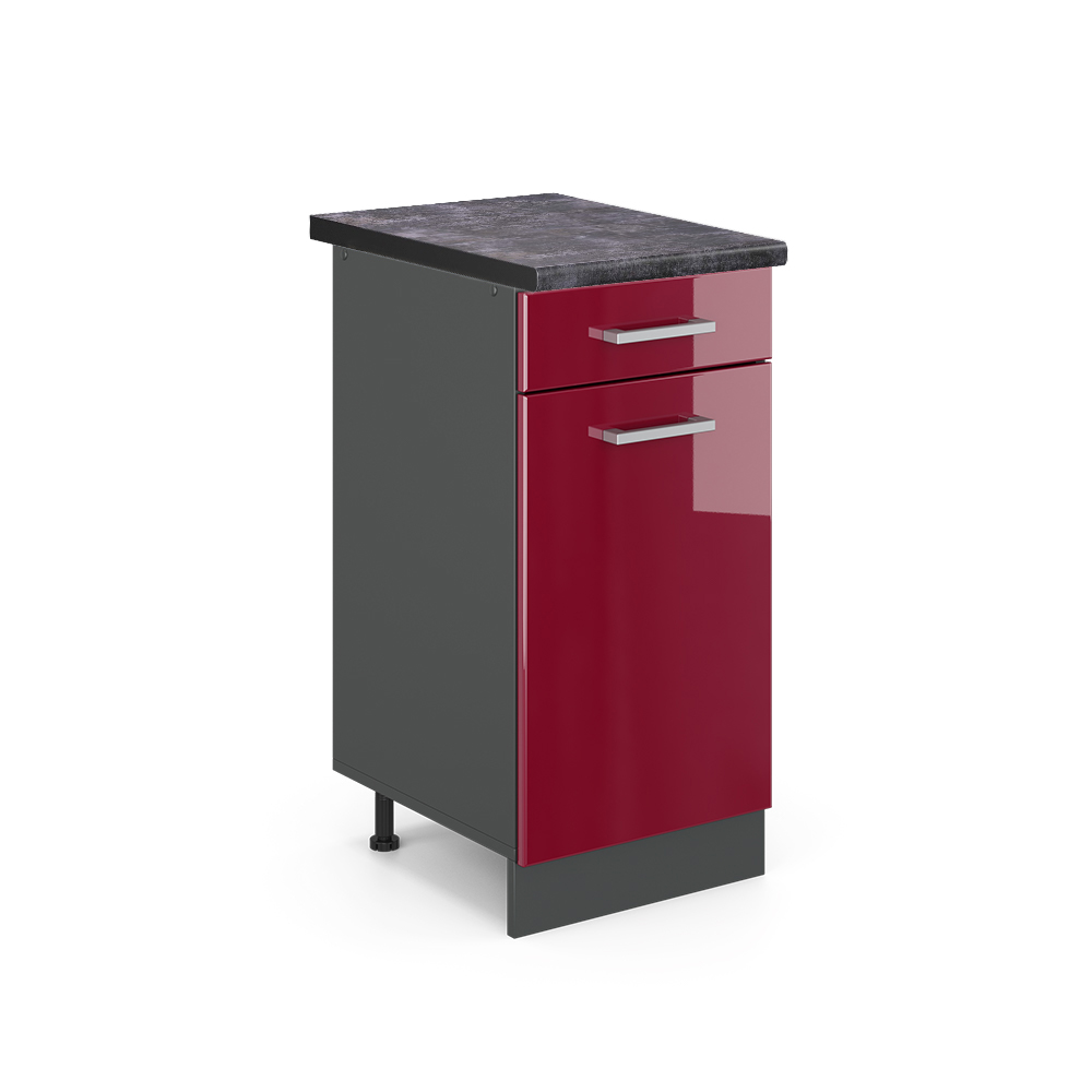 foto del prodotto vicco mobiletto base per cucina rosso lucido 40 cm , pl antracite