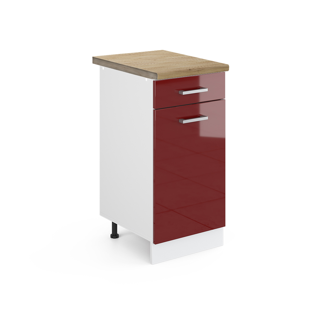 foto del prodotto vicco mobiletto base per cucina rosso lucido 40 cm , pl rovere