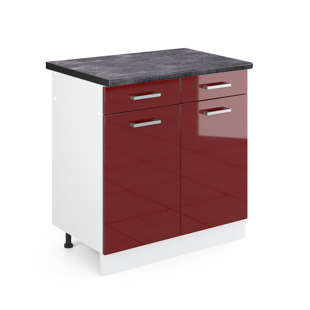foto del prodotto vicco mobiletto base per cucina rosso lucido 80 cm , pl antracite