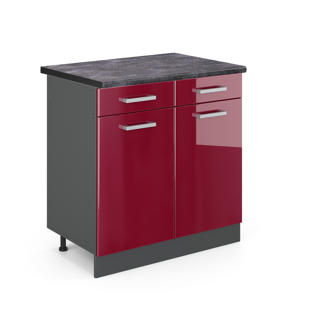 foto del prodotto vicco mobiletto base per cucina rosso lucido 80 cm , pl antracite