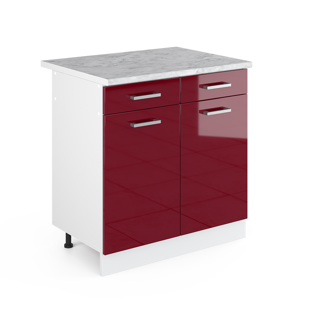 foto del prodotto vicco mobiletto base per cucina rosso lucido 80 cm , pl marmo