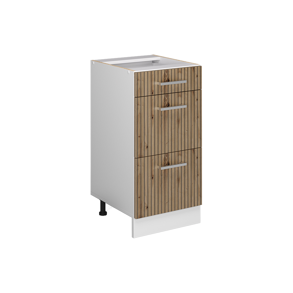 foto del prodotto vicco mobiletto base per cucina rovere artigianale 40 cm con cassetti, senza piano di lavoro