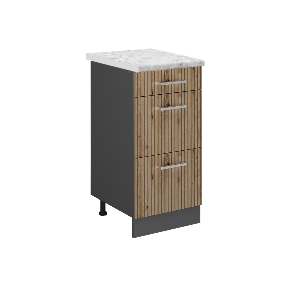 foto del prodotto vicco mobiletto base per cucina rovere artigianale 40 cm pl marmo