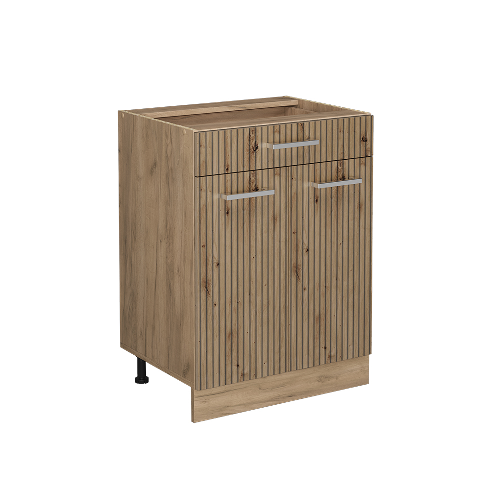 foto del prodotto vicco mobiletto base per cucina rovere artigianale 60 cm con cassetto, senza piano di lavoro