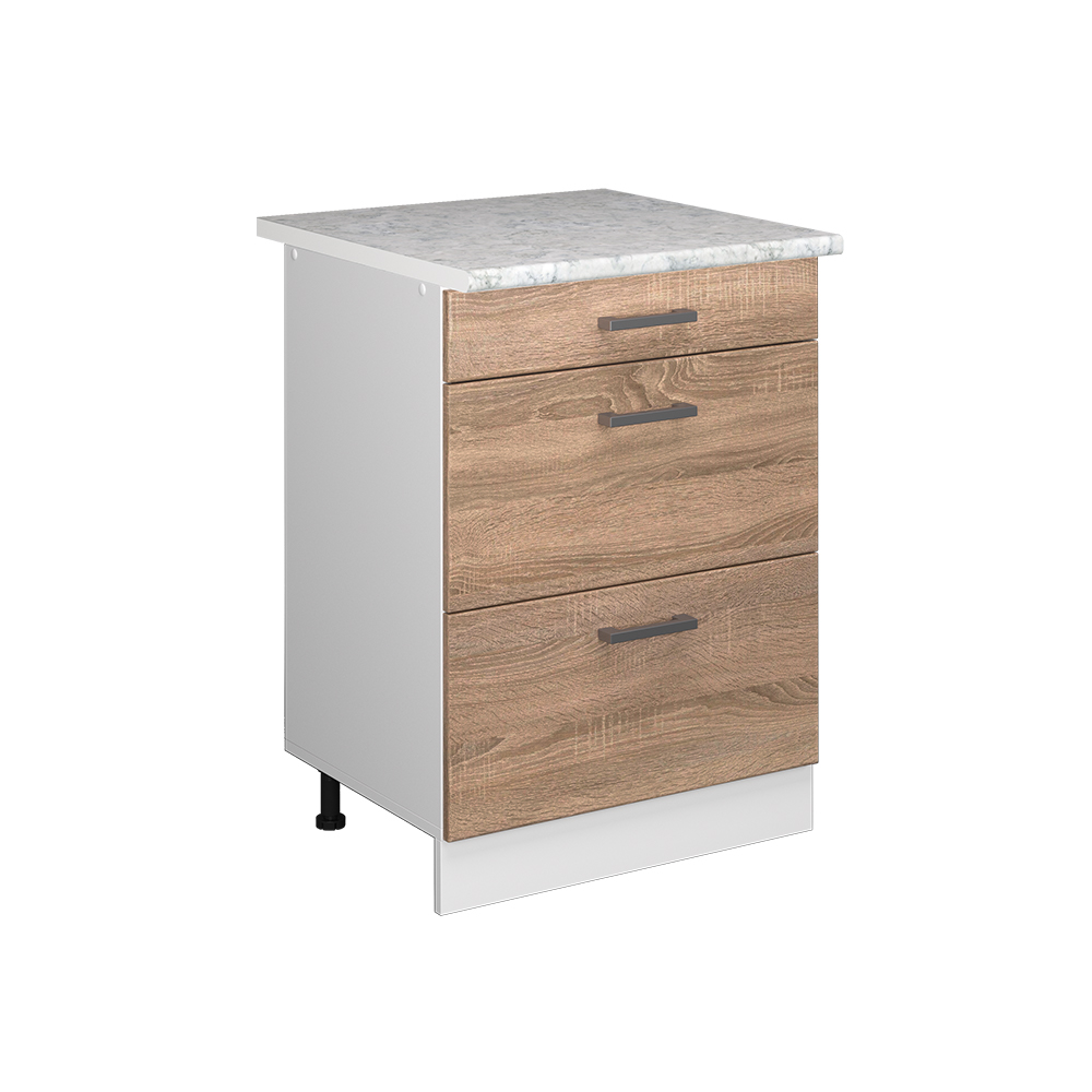 foto del prodotto vicco mobiletto base per cucina sonoma 60 cm con cassetti pl marmo