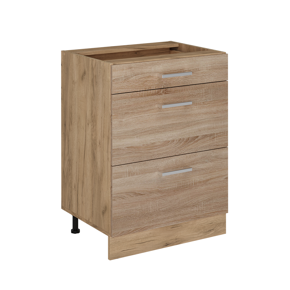 foto del prodotto vicco mobiletto base per cucina sonoma 60 cm con cassetti, senza piano di lavoro
