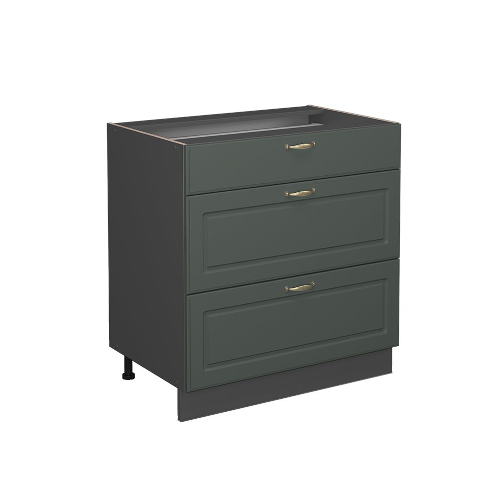 foto del prodotto vicco mobiletto base per cucina verde oro country house 80 cm con 3 cassetti, senza piano di lavoro