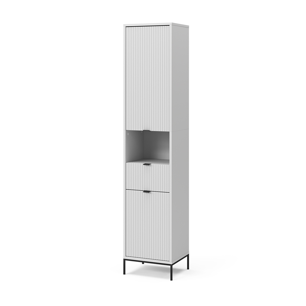 foto del prodotto vicco mobiletto da bagno bianco 40 x 190 cm con ante e cassetto