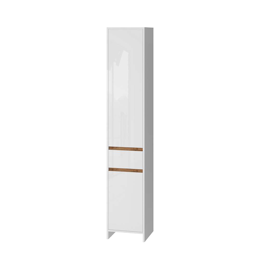 foto del prodotto vicco mobiletto da bagno bianco lucido oro power oak 35 x 190 cm con 2 porte e un cassetto