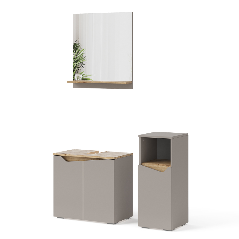 foto del prodotto vicco mobiletto grigio 3 pezzi, con cabinet midi
