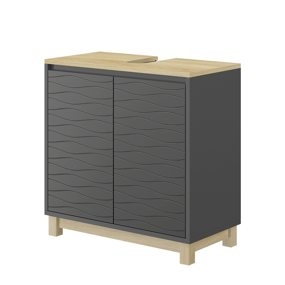 foto del prodotto vicco mobiletto per lavabo antracite 60 x 60 cm con 2 porte