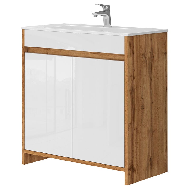 foto del prodotto vicco mobiletto per lavabo lemgo, quercia dorata, 2 parti