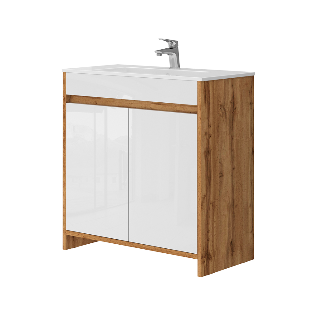 foto del prodotto vicco mobiletto per lavabo quercia dorata 2 parti