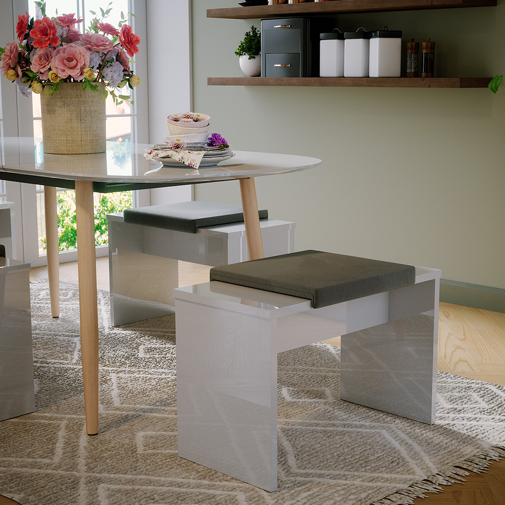 foto del prodotto vicco panca bianco 35 cm per tavolo da toeletta