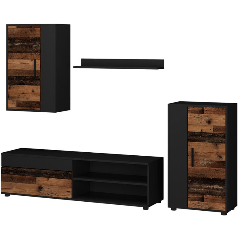 foto del prodotto vicco - parete attrezzata berno, marrone antracite, set di 4 pezzi