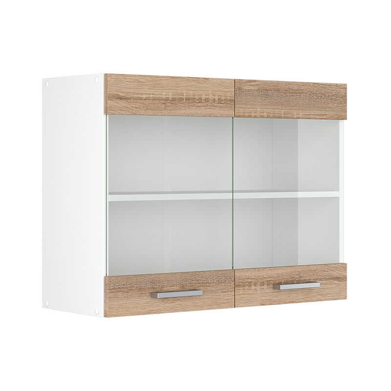 foto del prodotto vicco pensile universale r line, sonoma, 80 cm con ante in vetro