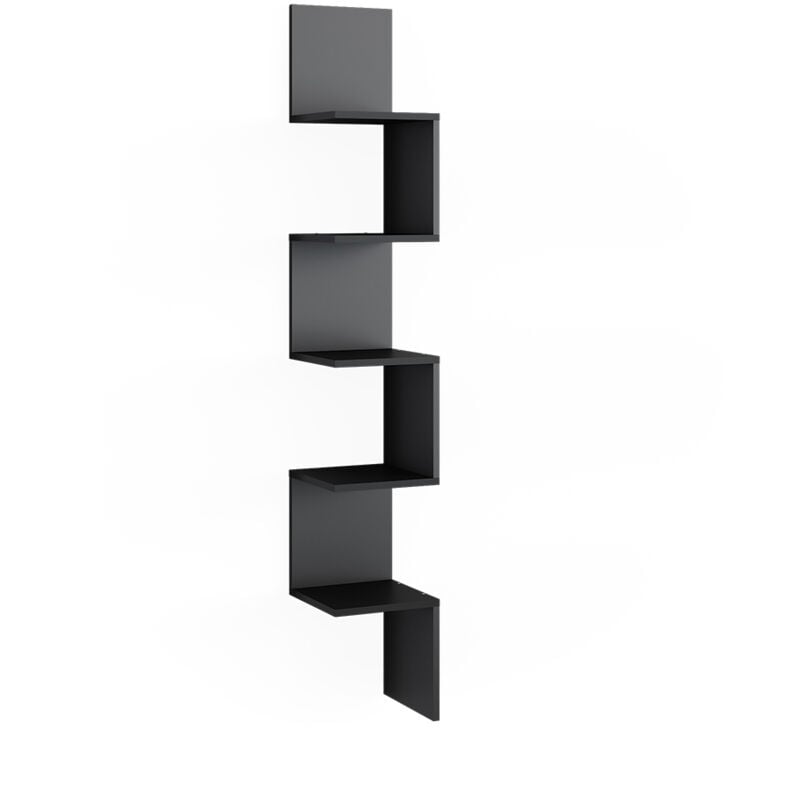 foto del prodotto vicco scaffale ad angolo paolo, nero, 28 x 175.4 cm con 5 scomparti