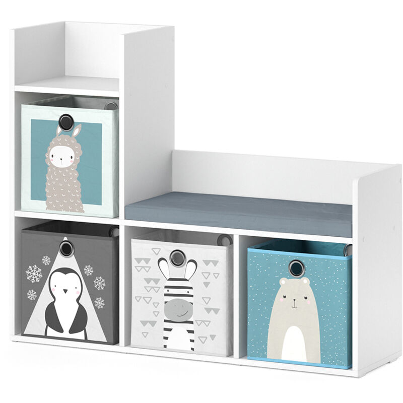 foto del prodotto vicco scaffale per bambini luigi, bianco, 107.2 x 88.6 cm con 2 scatole pieghevoli opt.2