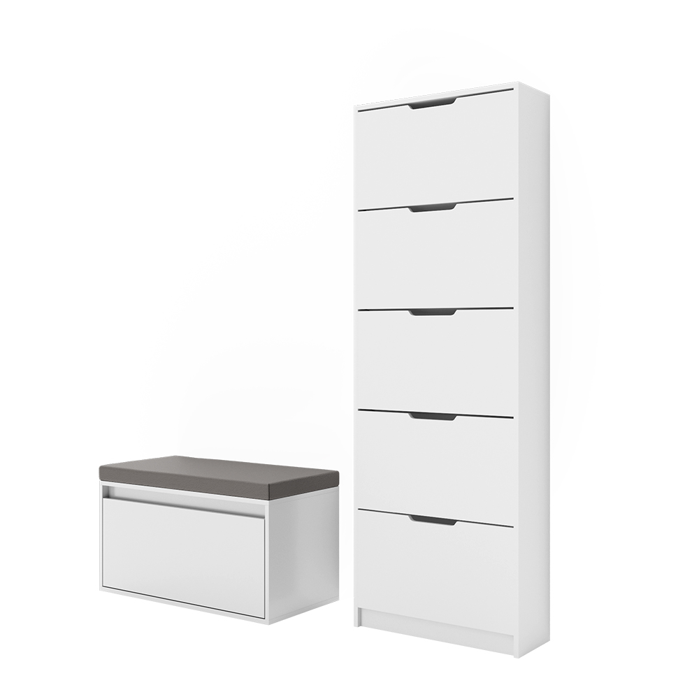 foto del prodotto vicco scarpiera bianco 2 parti, con banco