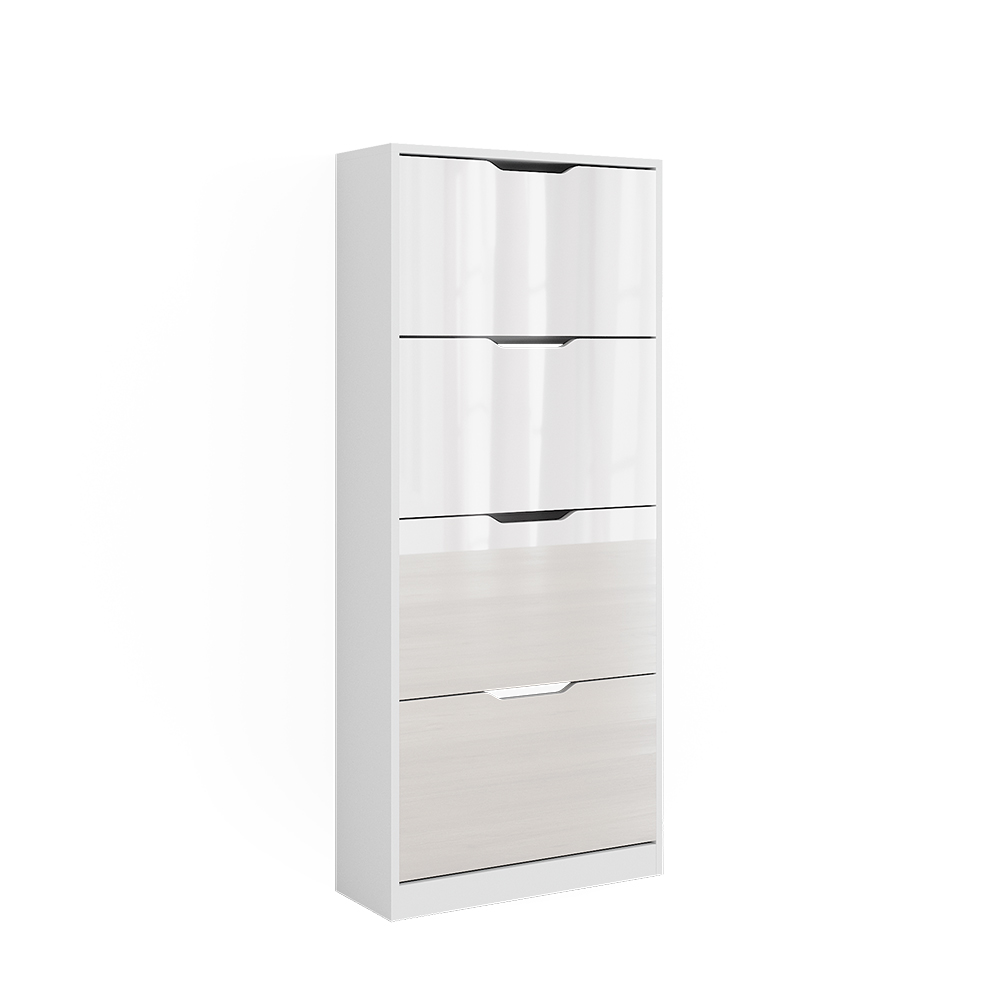 foto del prodotto vicco scarpiera bianco bianco lucido 59 x 137 cm con 4 cassetti incernierati