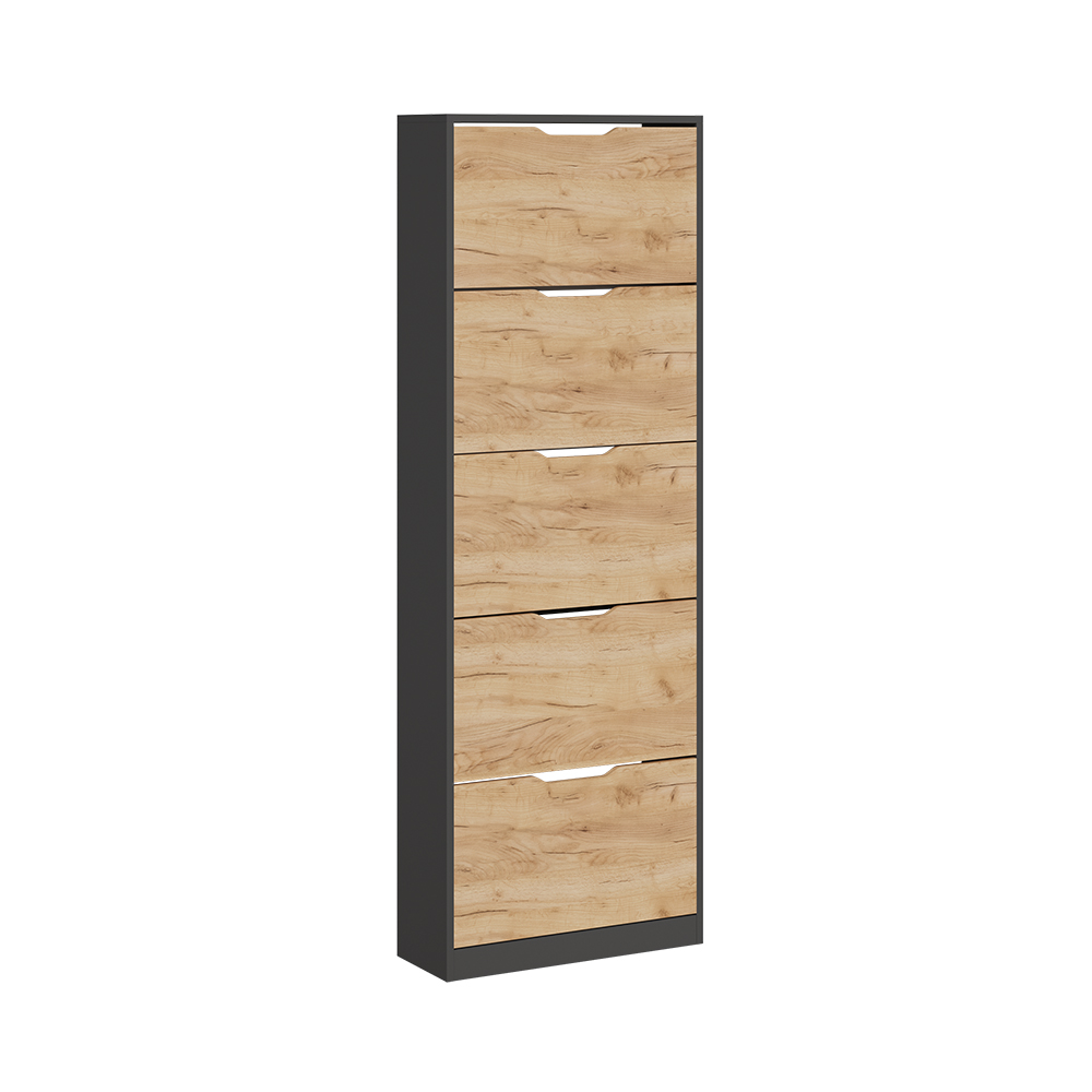 foto del prodotto vicco scarpiera da ingresso antracite quercia dorata 22 x 169 cm con 5 scomparti