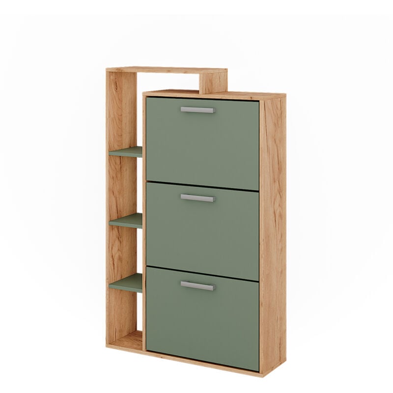 foto del prodotto vicco scarpiera da ingresso orlando, goldkraft rovere verde, 80 x 128.3 cm con 3 scomparti