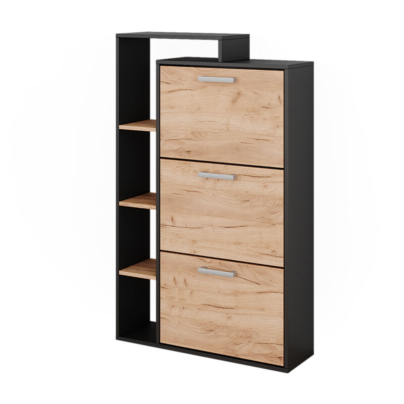 foto del prodotto vicco scarpiera orlando, quercia dorata, 80 x 128.3 cm con 3 scomparti