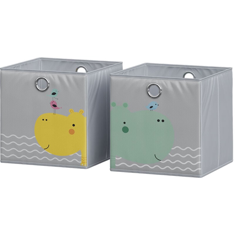 foto del prodotto vicco scatola pieghevole , grigio orso e ippopotamo , 30 x 30 cm motivo orso e ippopotamo 