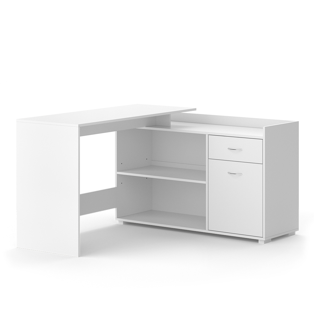 foto del prodotto vicco scrivania ad angolo bianco 135 x 77 cm con cassetto