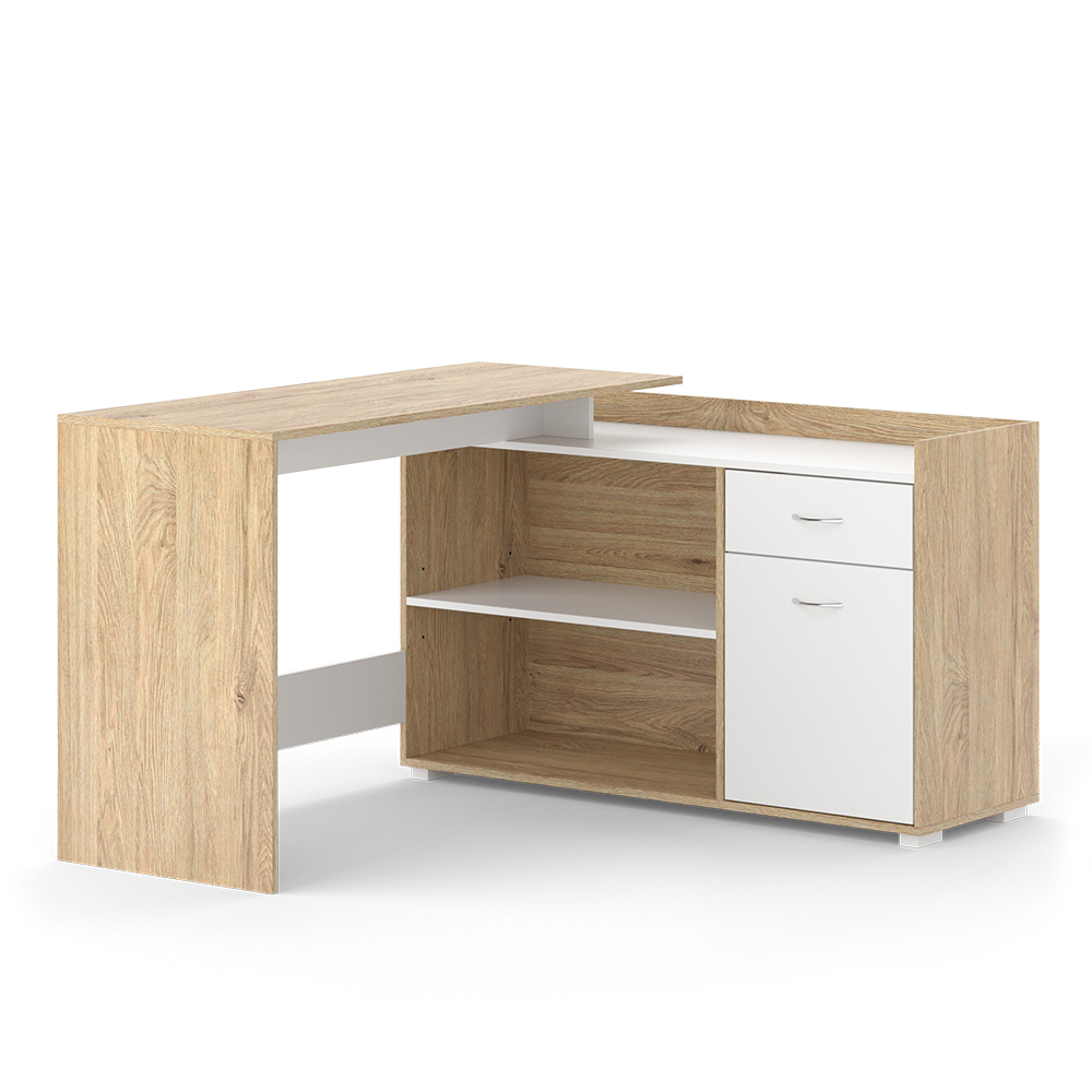 foto del prodotto vicco scrivania ad angolo bianco sonoma 135 x 77 cm con cassetto