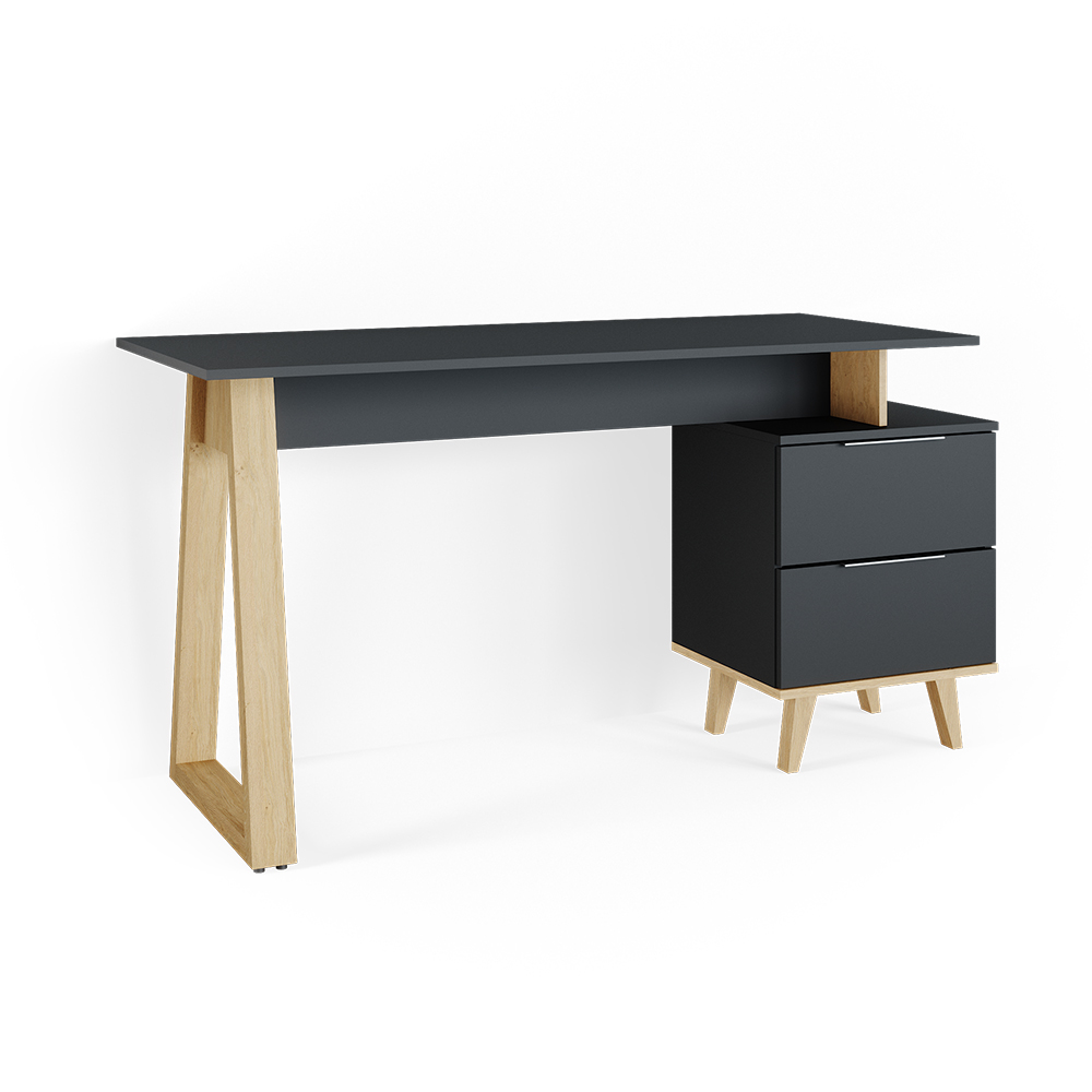 foto del prodotto vicco scrivania antracite 138 x 60 cm con cassetti, l