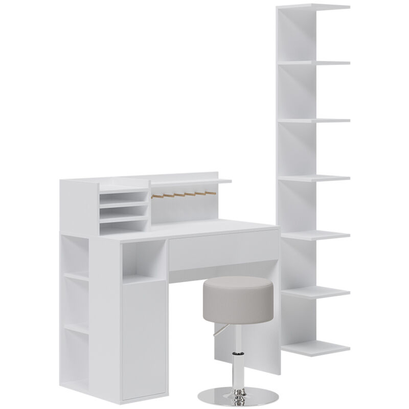 foto del prodotto vicco scrivania , bianco, 3 parti, con libreria e sgabello