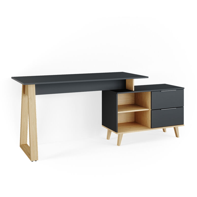 foto del prodotto vicco scrivania nautica, antracite, 138 x 60 cm con cassetti, xl