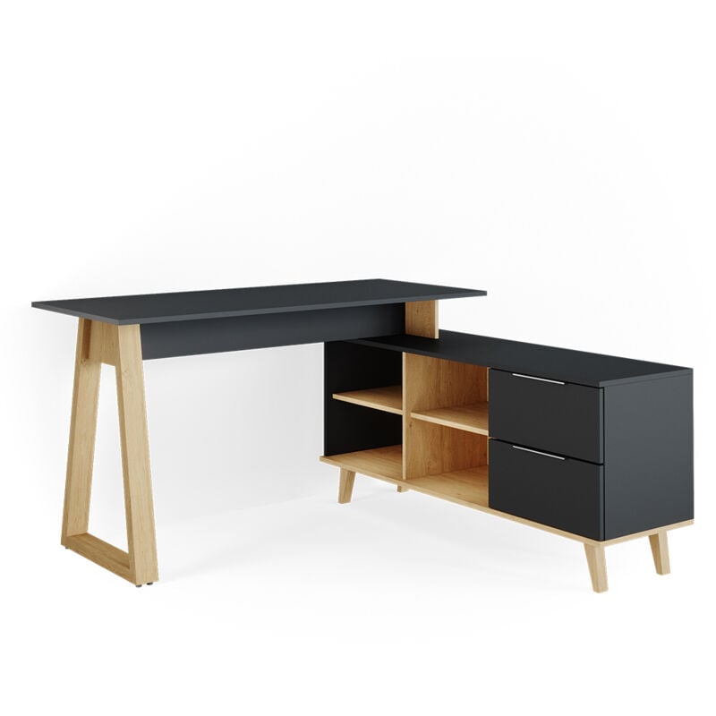 foto del prodotto vicco scrivania nautica, antracite, 138 x 60 cm con cassetti, xxl