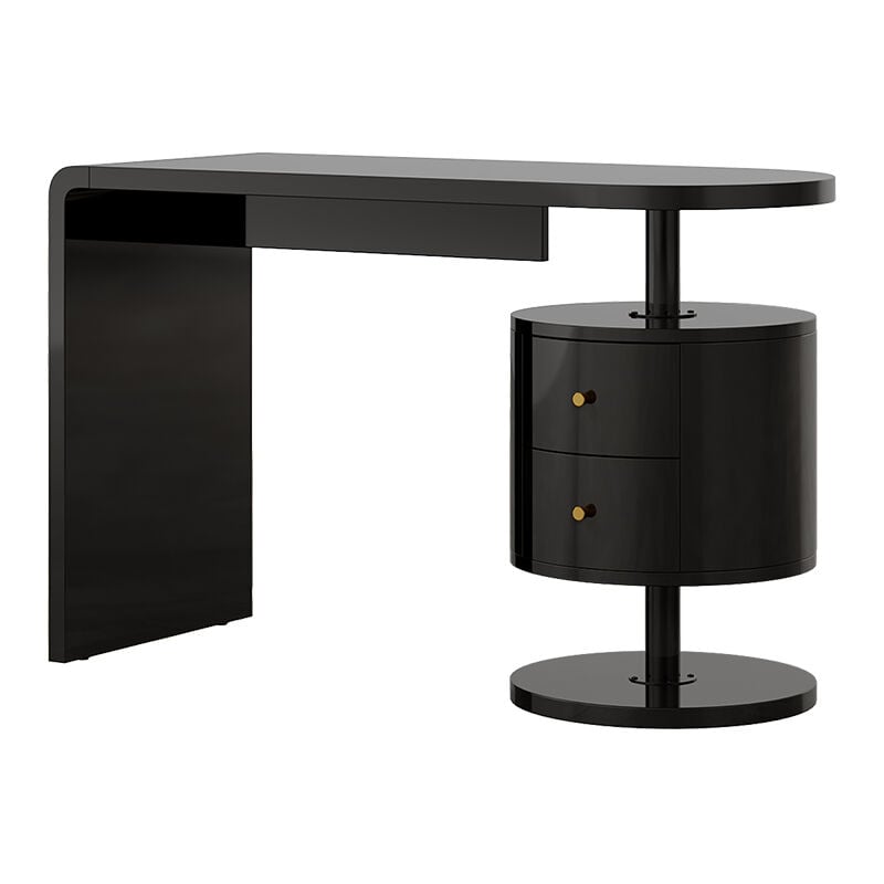 foto del prodotto vicco scrivania nero lucido 120 x 50 cm con 2 conducenti