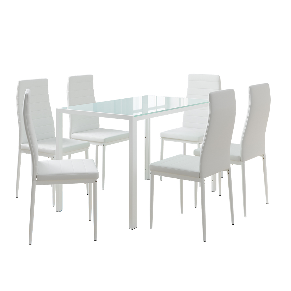 foto del prodotto vicco set da pranzo bianco 120 x 75 cm con 6 sedie