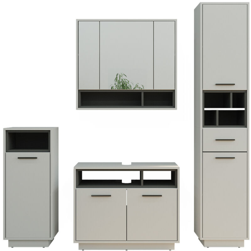 foto del prodotto vicco set di mobili da bagno beatrice, grigio, 4 parti
