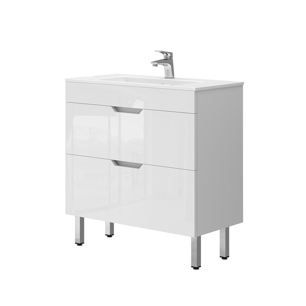 foto del prodotto vicco set di mobili da bagno bianco 2 parti, mobile base 80 cm