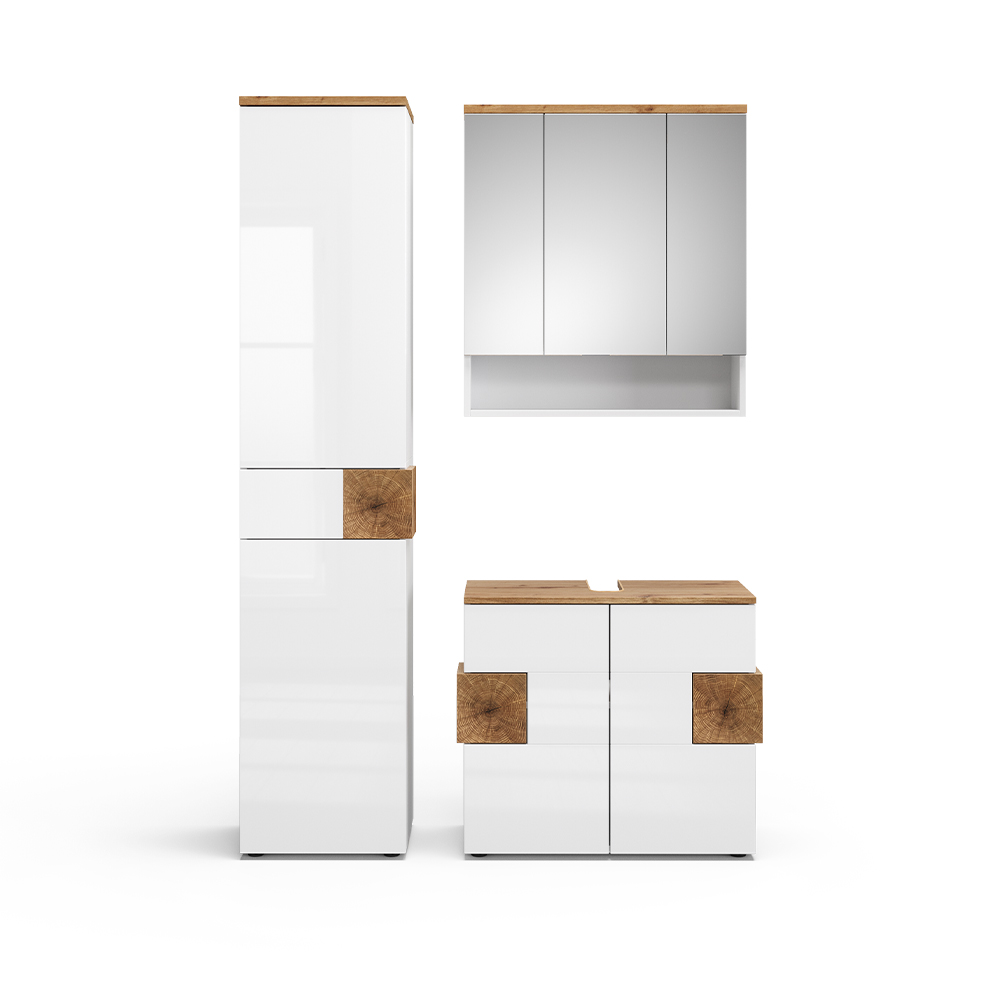 foto del prodotto vicco set di mobili da bagno bianco 3 parti, con colonna