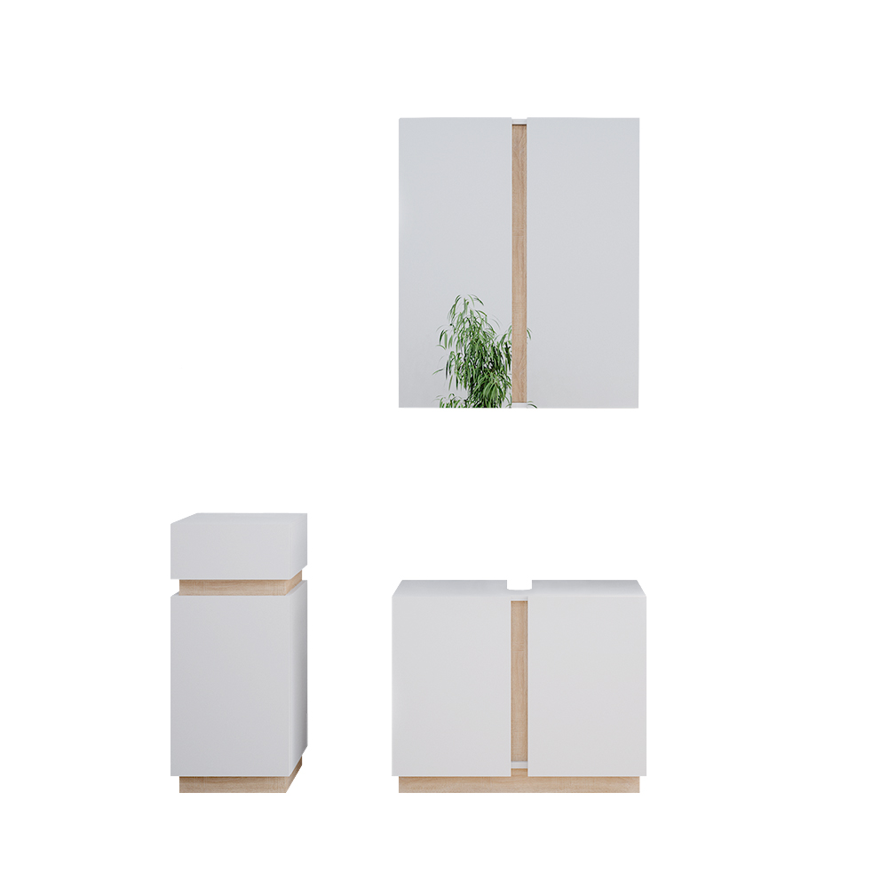 foto del prodotto vicco set di mobili da bagno bianco 3 parti, con mobile midi