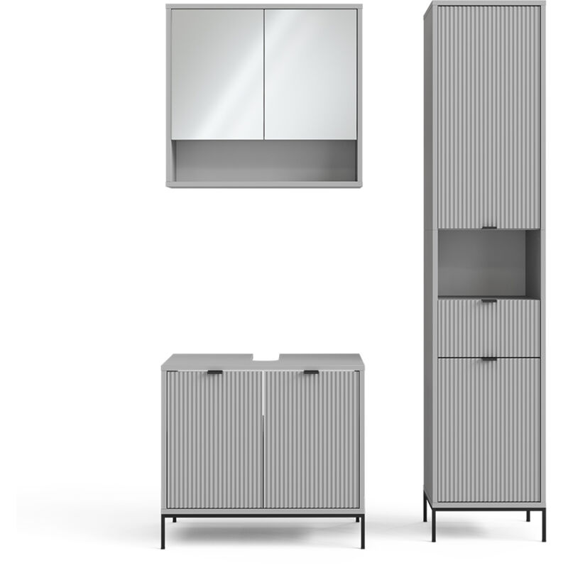 foto del prodotto vicco set di mobili da bagno eliza, grigio, 3 parti, con colonna