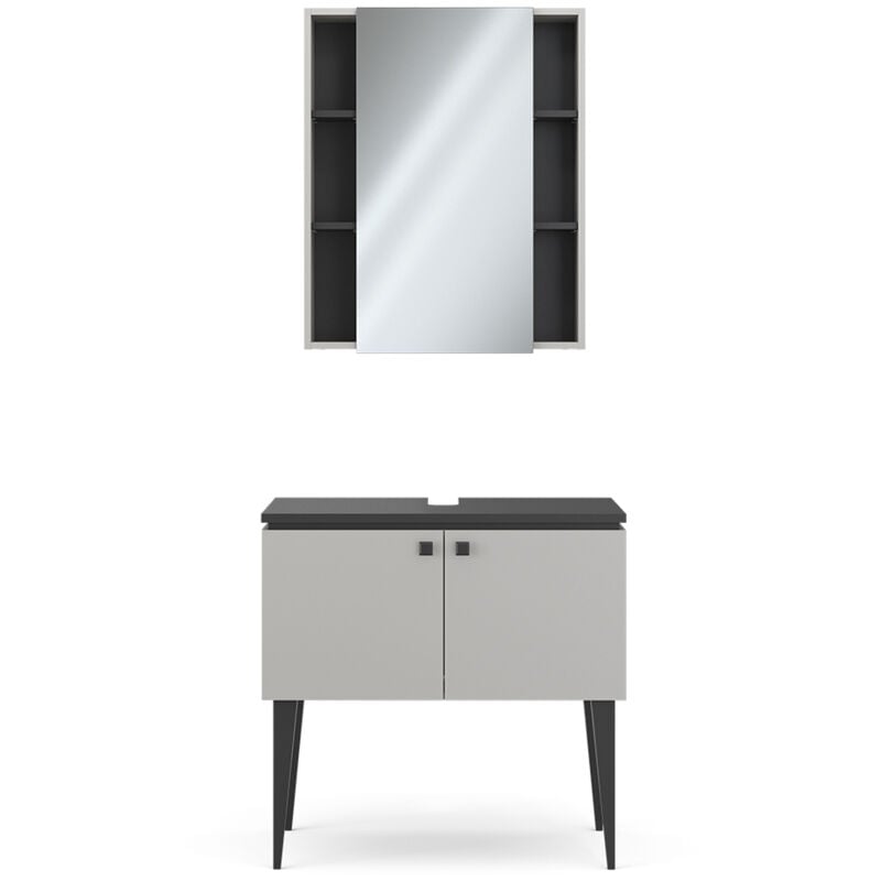 foto del prodotto vicco set di mobili da bagno gerta, grigio, 2 parti