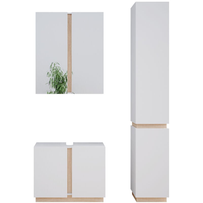 foto del prodotto vicco set di mobili da bagno gloria, bianco, 3 parti, con colonna