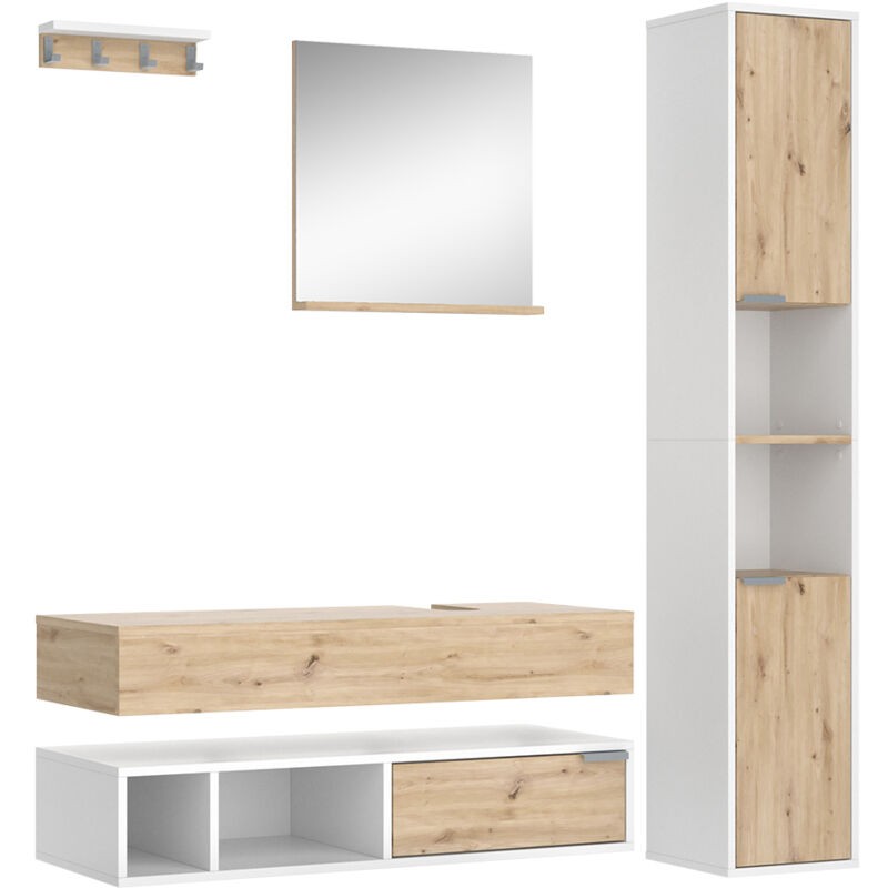 foto del prodotto vicco set di mobili da bagno henri, bianco, 5 parti