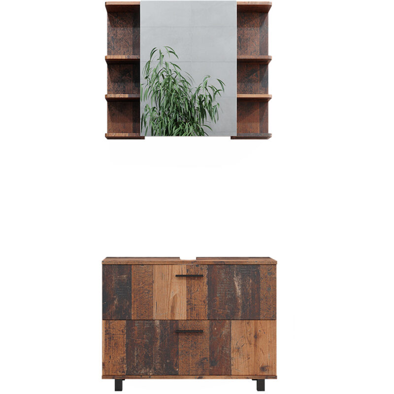 foto del prodotto vicco set di mobili da bagno ilias, rovere rustico, 2 parti, mobile base 80 cm