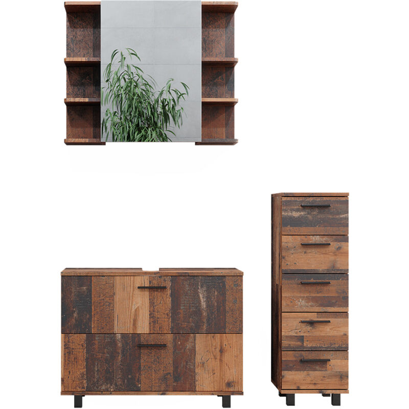 foto del prodotto vicco set di mobili da bagno ilias, rovere rustico, 3 parti