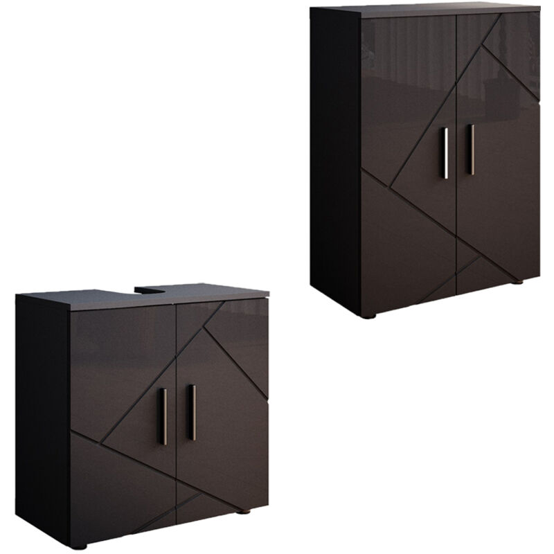 foto del prodotto vicco set di mobili da bagno irma, antracite lucido, 2 parti, con unit midi