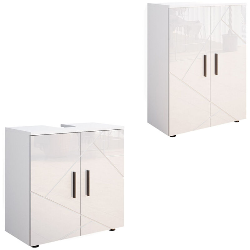 foto del prodotto vicco set di mobili da bagno irma, bianco lucido, 2 parti, con unit midi
