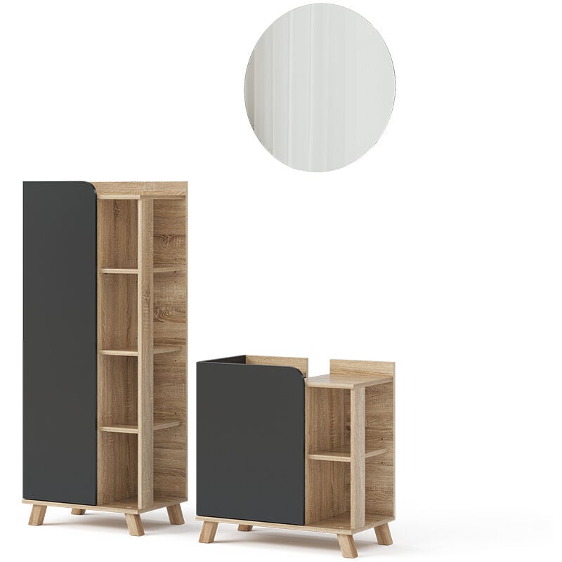 foto del prodotto vicco set di mobili da bagno karen, antracite, 3 parti
